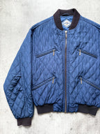 Vintage 1980's Hugo Boss Pure Silk Diamond Quilt Four Pocket Bomber Jacket.