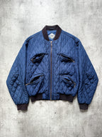 Vintage 1980's Hugo Boss Pure Silk Diamond Quilt Four Pocket Bomber Jacket.