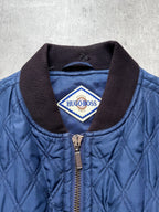Vintage 1980's Hugo Boss Pure Silk Diamond Quilt Four Pocket Bomber Jacket.