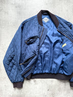 Vintage 1980's Hugo Boss Pure Silk Diamond Quilt Four Pocket Bomber Jacket.