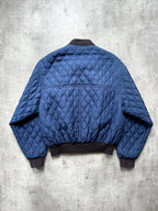 Vintage 1980's Hugo Boss Pure Silk Diamond Quilt Four Pocket Bomber Jacket.