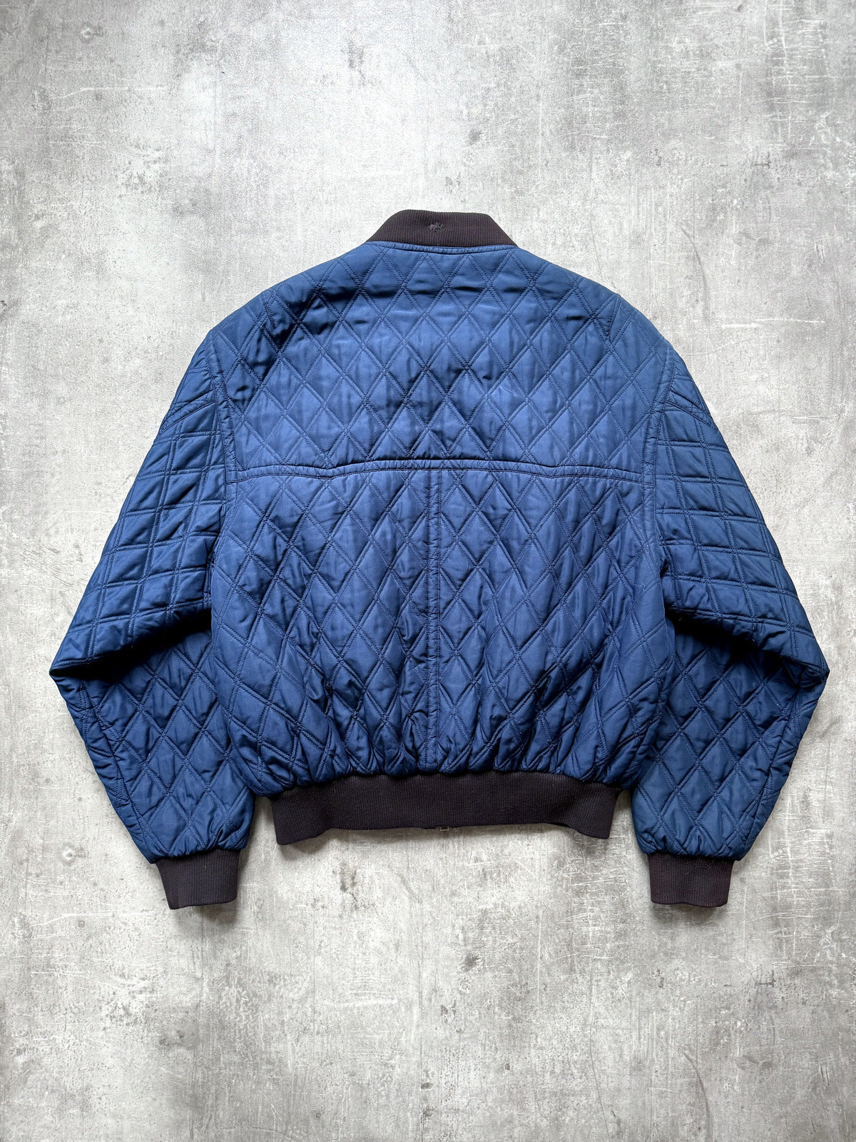 Vintage 1980's Hugo Boss Pure Silk Diamond Quilt Four Pocket Bomber Jacket.