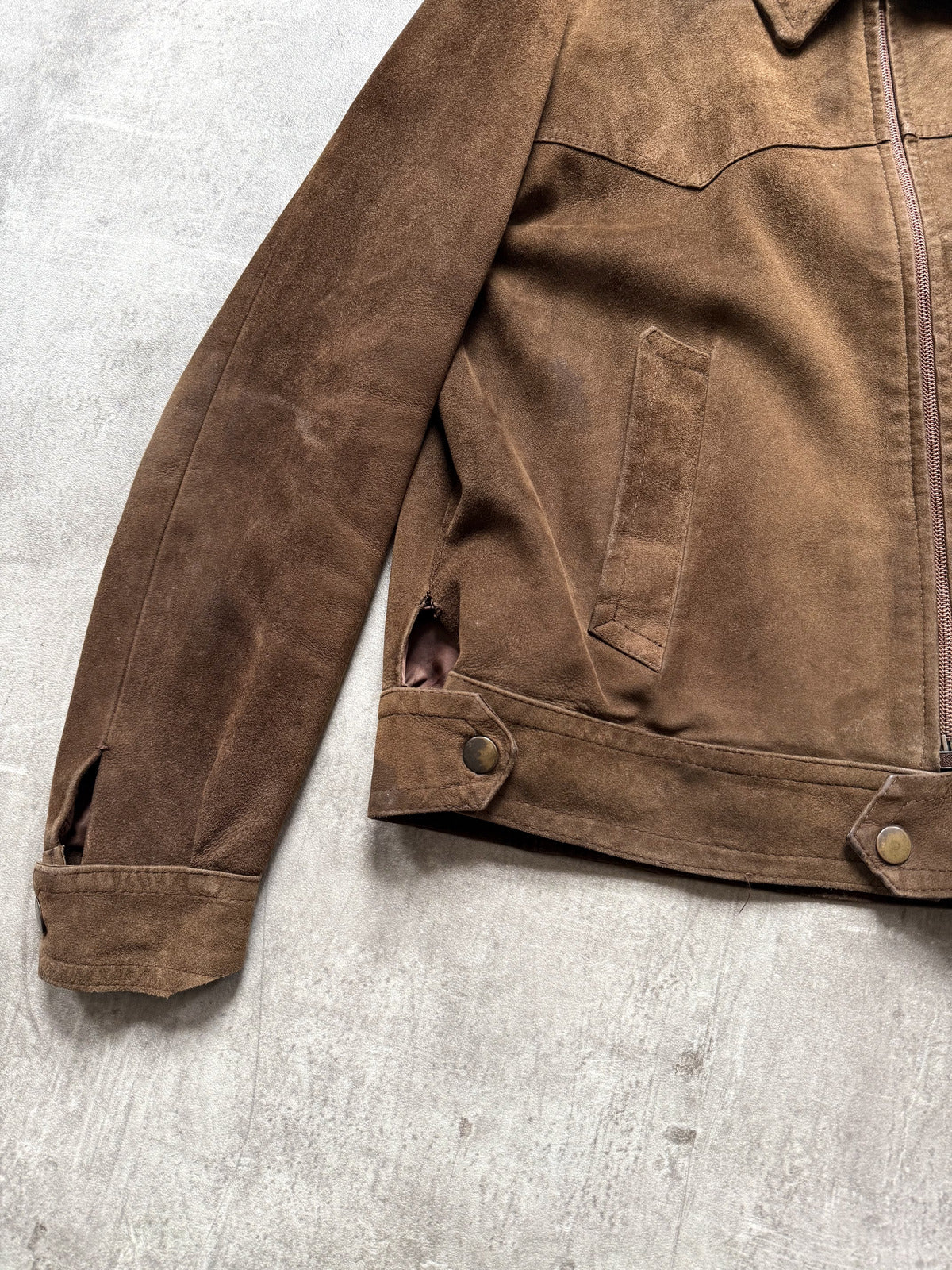 Vintage 1970's Mexican Made Western Yoked Suede Rider Blouson.