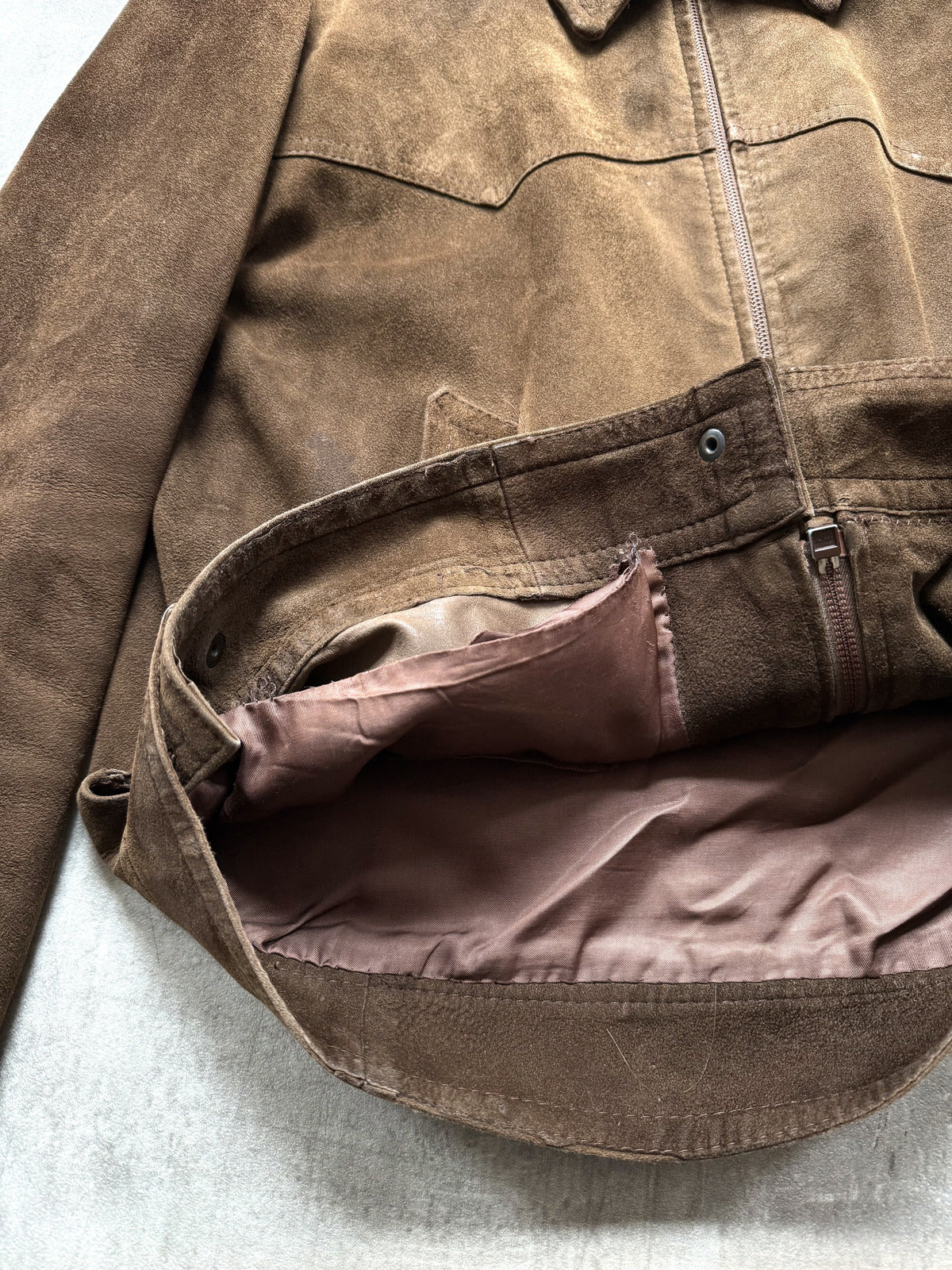 Vintage 1970's Mexican Made Western Yoked Suede Rider Blouson.