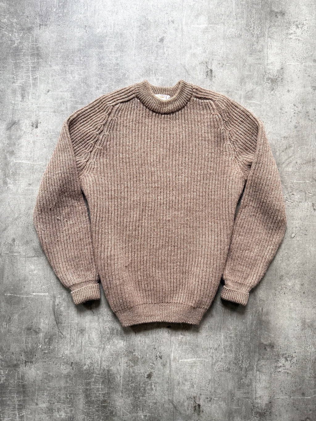 Vintage 1980's English Made Pure Wool Chunky Knit Hiking Fisherman Jumper.