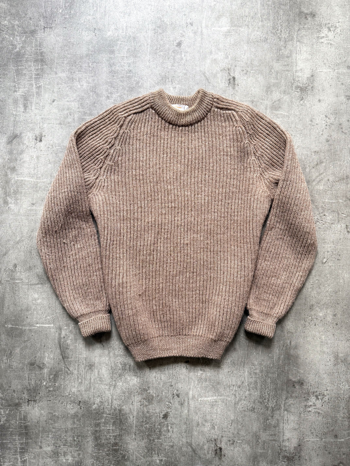 Vintage 1980's English Made Pure Wool Chunky Knit Hiking Fisherman Jumper.