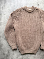 Vintage 1980's English Made Pure Wool Chunky Knit Hiking Fisherman Jumper.