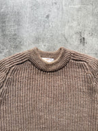 Vintage 1980's English Made Pure Wool Chunky Knit Hiking Fisherman Jumper.