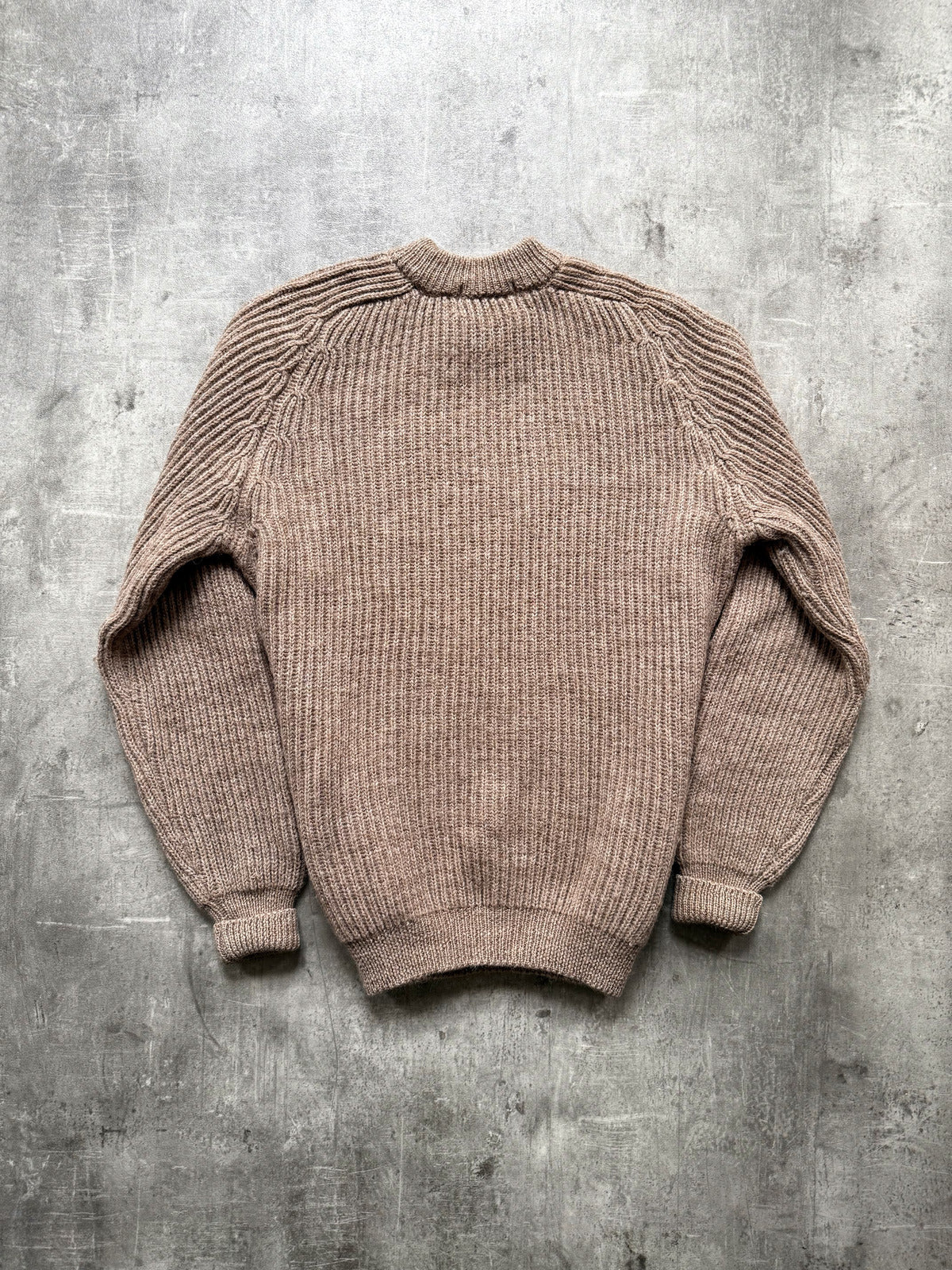 Vintage 1980's English Made Pure Wool Chunky Knit Hiking Fisherman Jumper.