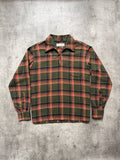 Vintage 1980's Van Heusen English Made Flannel Cotton Plaid Smock Shirt.