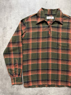 Vintage 1980's Van Heusen English Made Flannel Cotton Plaid Smock Shirt.