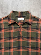 Vintage 1980's Van Heusen English Made Flannel Cotton Plaid Smock Shirt.