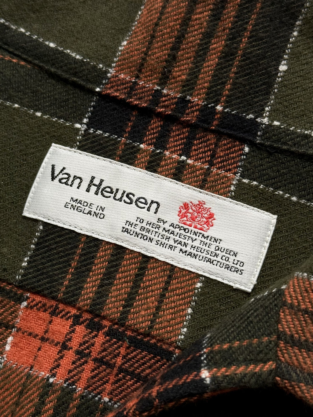Vintage 1980's Van Heusen English Made Flannel Cotton Plaid Smock Shirt.