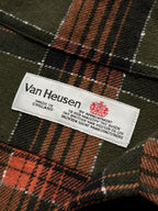 Vintage 1980's Van Heusen English Made Flannel Cotton Plaid Smock Shirt.
