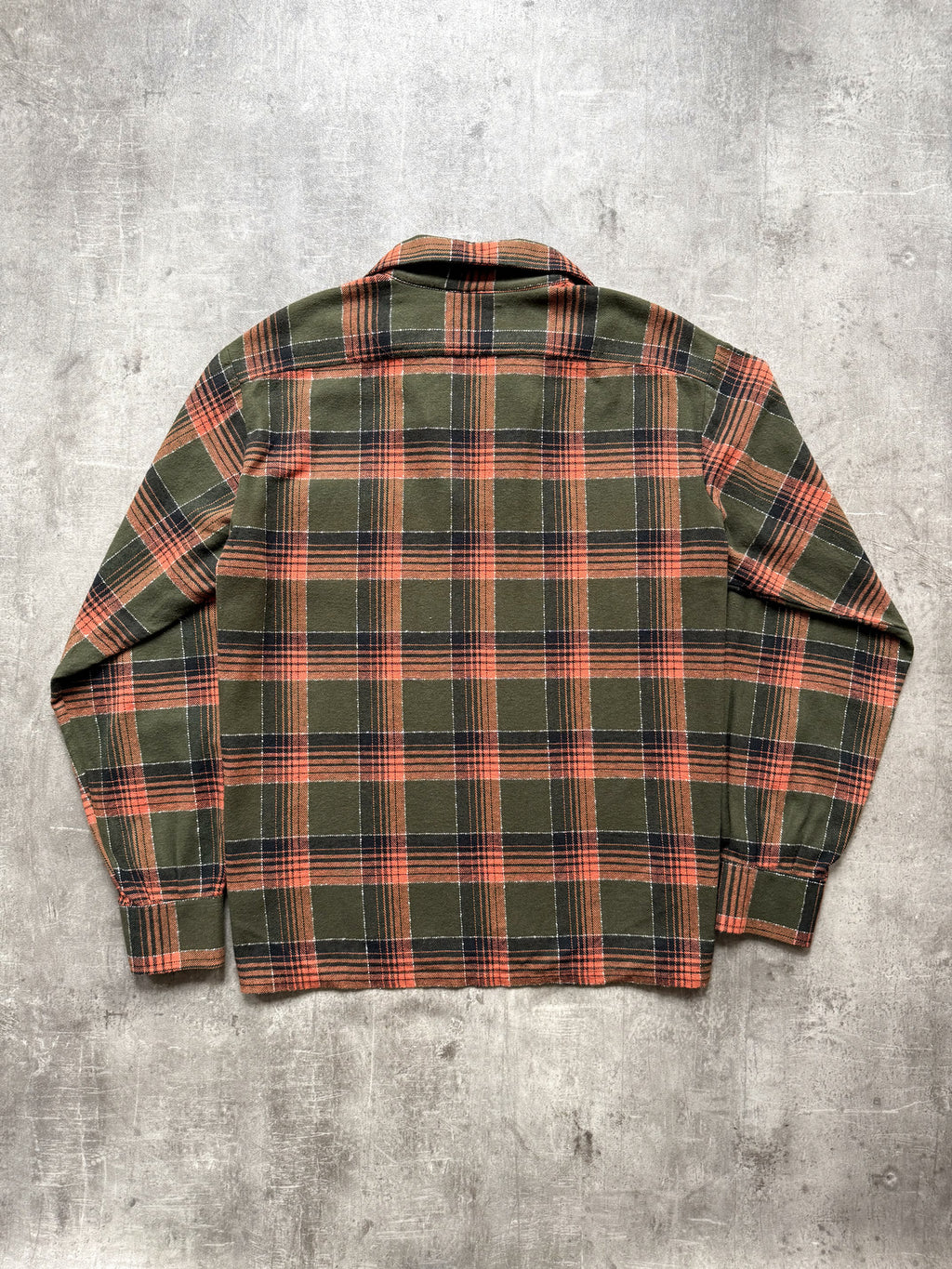Vintage 1980's Van Heusen English Made Flannel Cotton Plaid Smock Shirt.