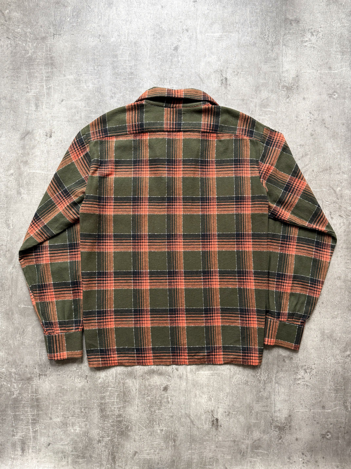 Vintage 1980's Van Heusen English Made Flannel Cotton Plaid Smock Shirt.