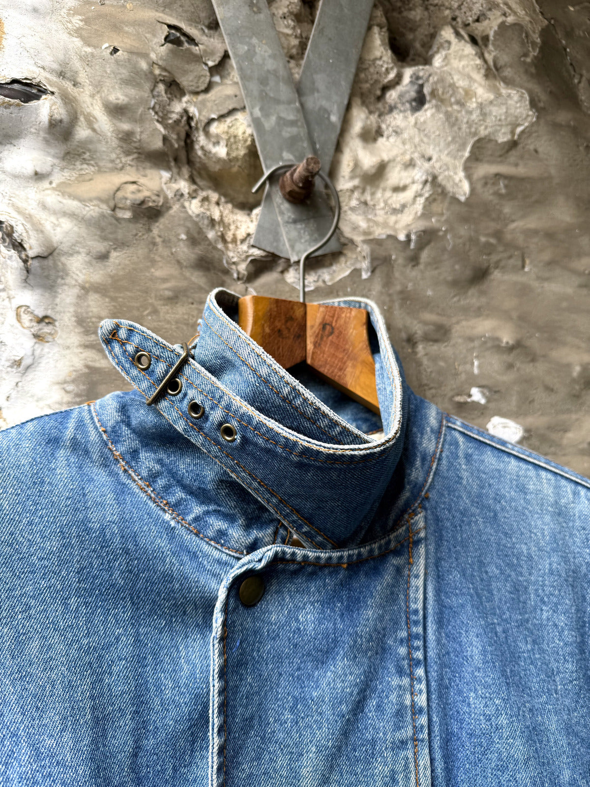 Vintage 1980's Nashville Stone Wash Throat Latch Quilt Denim Blouson.