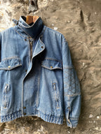 Vintage 1980's Nashville Stone Wash Throat Latch Quilt Denim Blouson.
