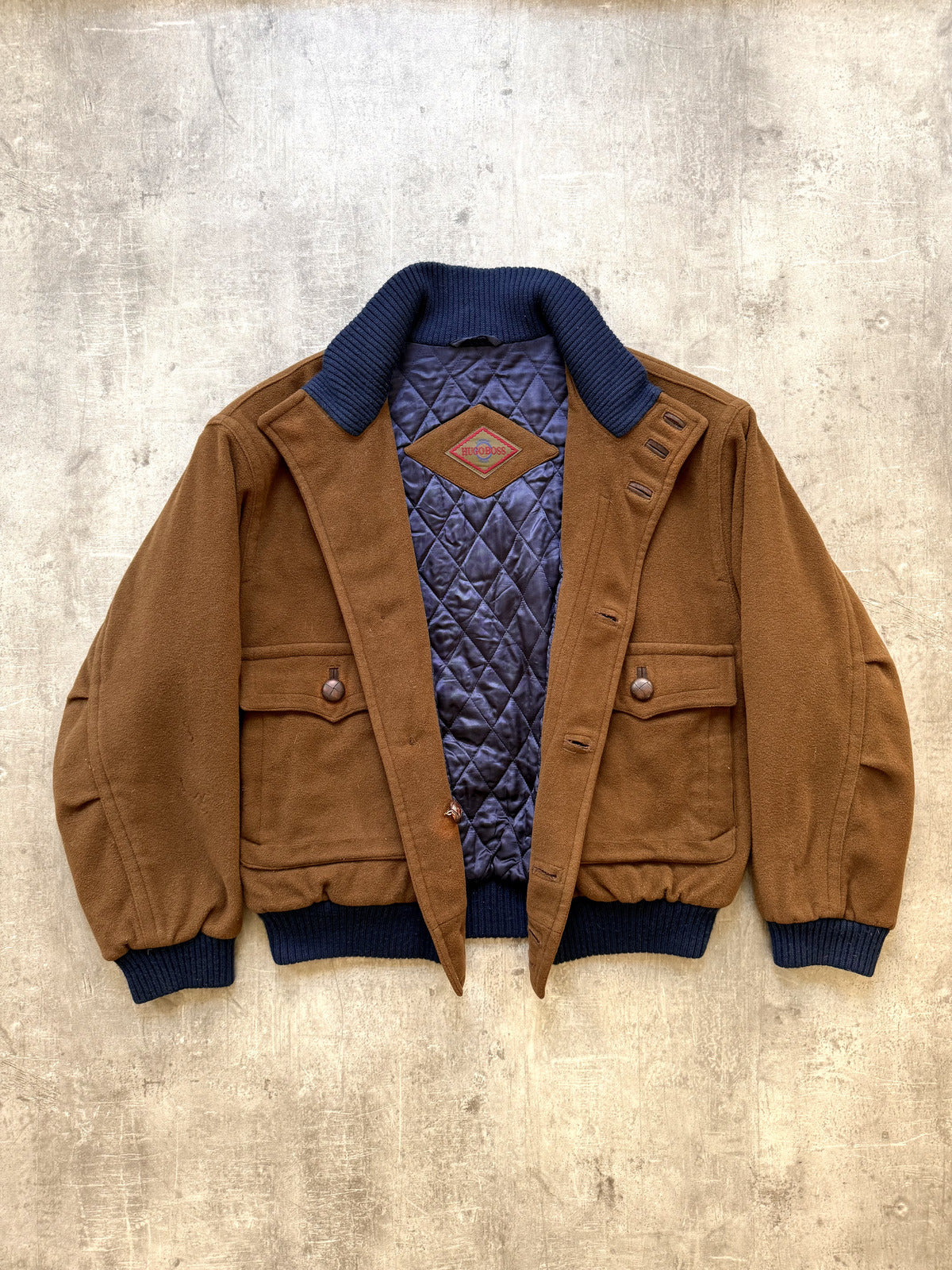 Vintage 1980's Hugo Boss Cashmere Wool Cropped Quilted Blouson.