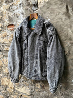 Vintage 1980s Urban Equipment Avant Garde Acid Washed Utility Denim Work Bomber.