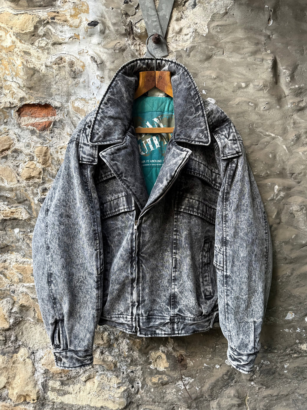 Vintage 1980s Urban Equipment Avant Garde Acid Washed Utility Denim Work Bomber.