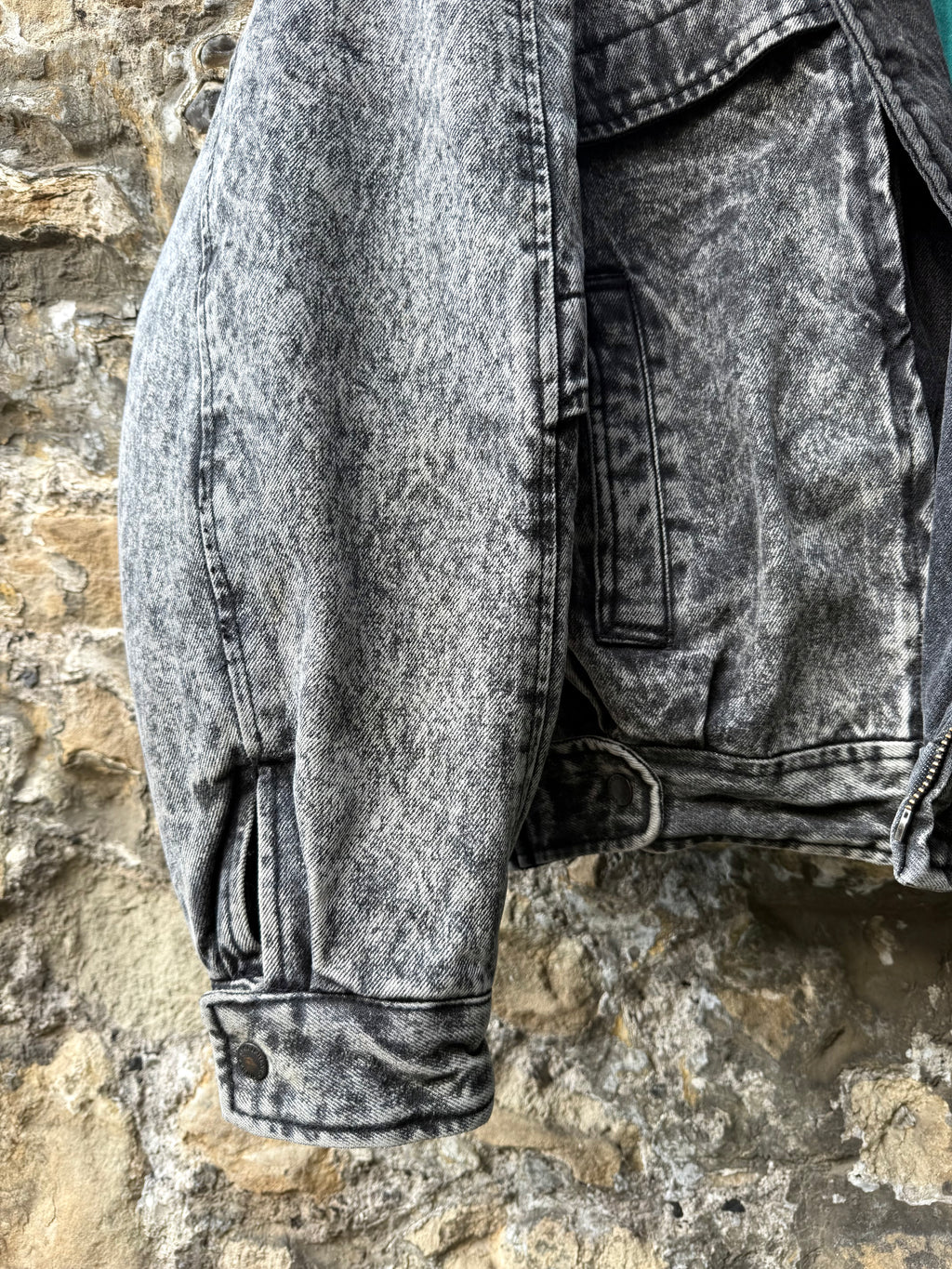 Vintage 1980s Urban Equipment Avant Garde Acid Washed Utility Denim Work Bomber.