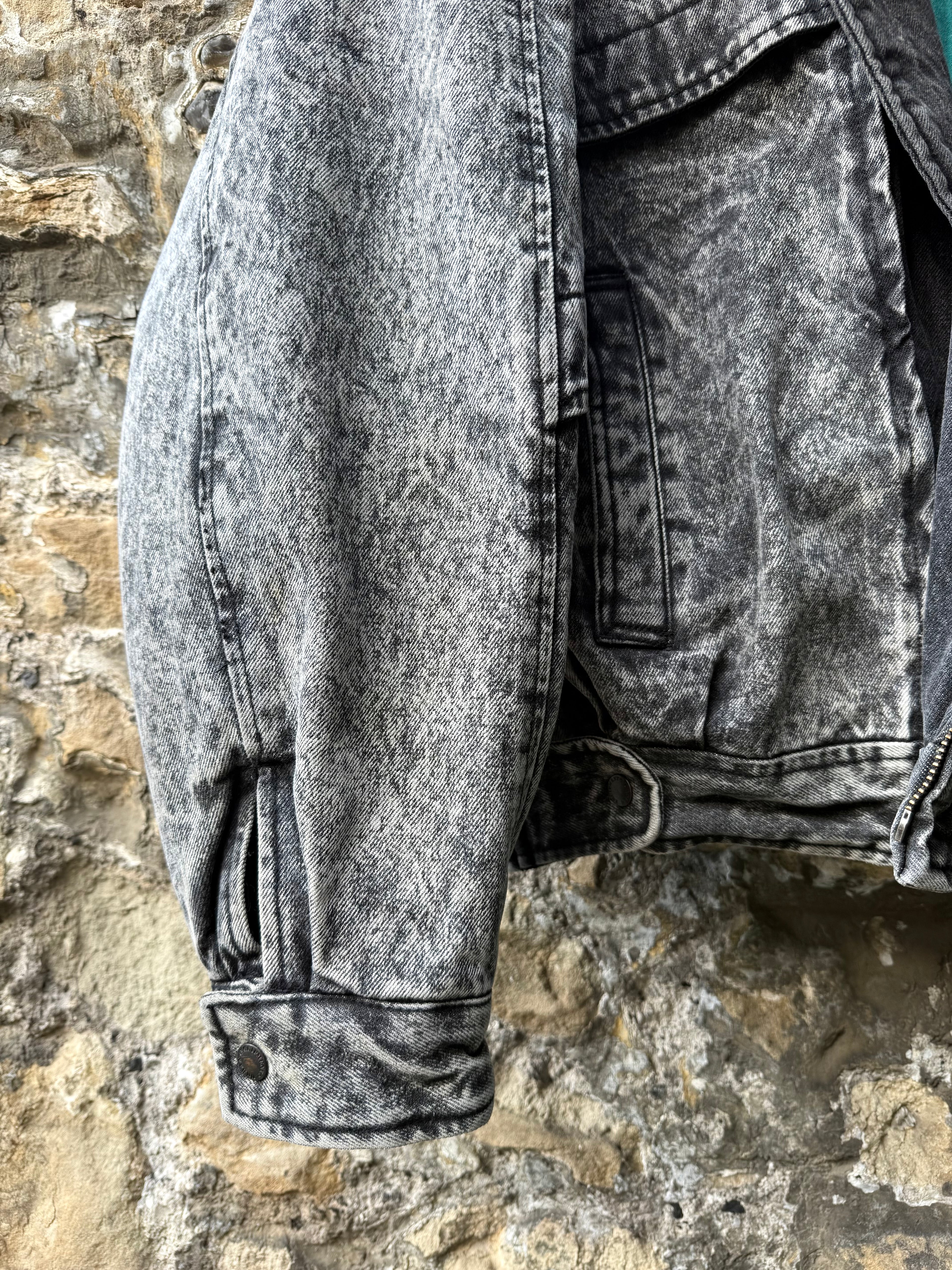 Vintage 1980s Urban Equipment Avant Garde Acid Washed Utility Denim Work Bomber.