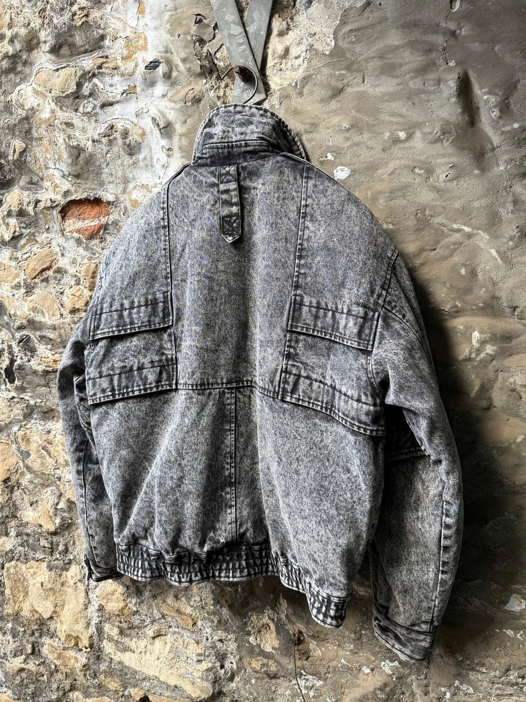 Vintage 1980s Urban Equipment Avant Garde Acid Washed Utility Denim Work Bomber.