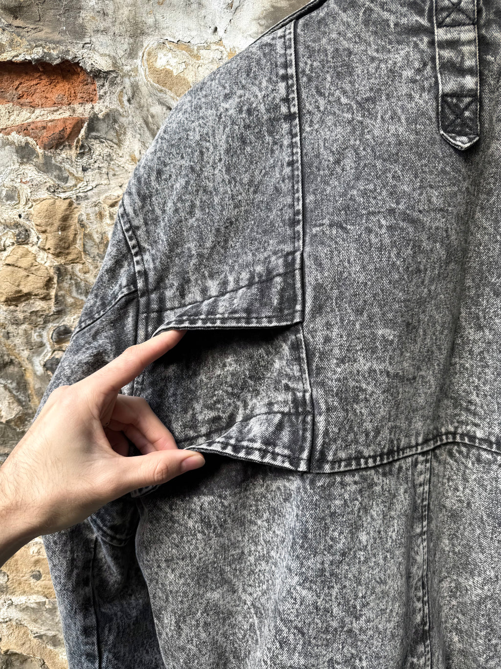 Vintage 1980s Urban Equipment Avant Garde Acid Washed Utility Denim Work Bomber.