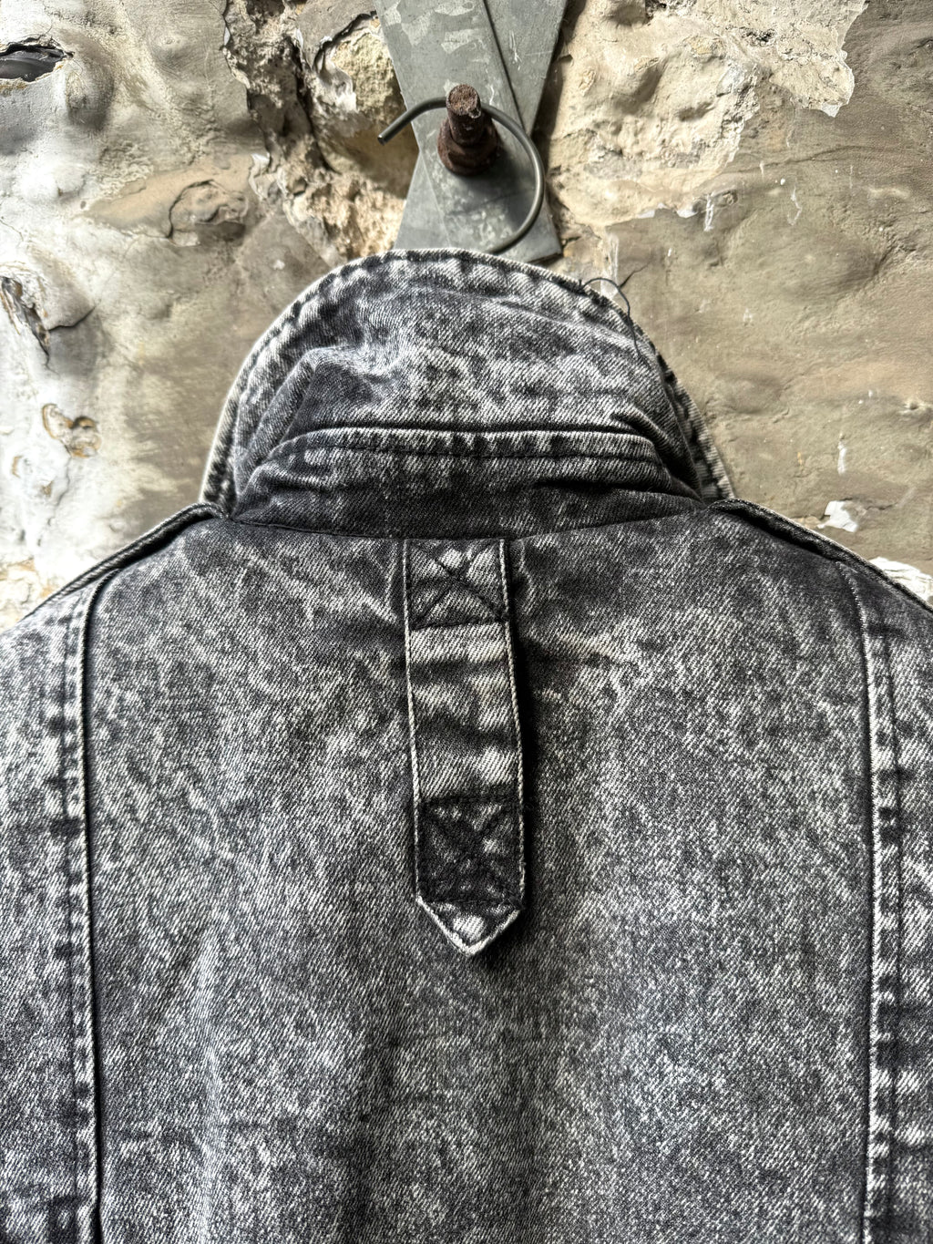 Vintage 1980s Urban Equipment Avant Garde Acid Washed Utility Denim Work Bomber.