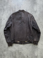Vintage 1990's A2 Military Multi-Pocket Brown Leather Flight Bomber Jacket.