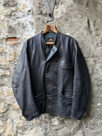 Vintage 1950s Swedish Goatskin Leather Double Breast Half Belt Motorcycle Jacket