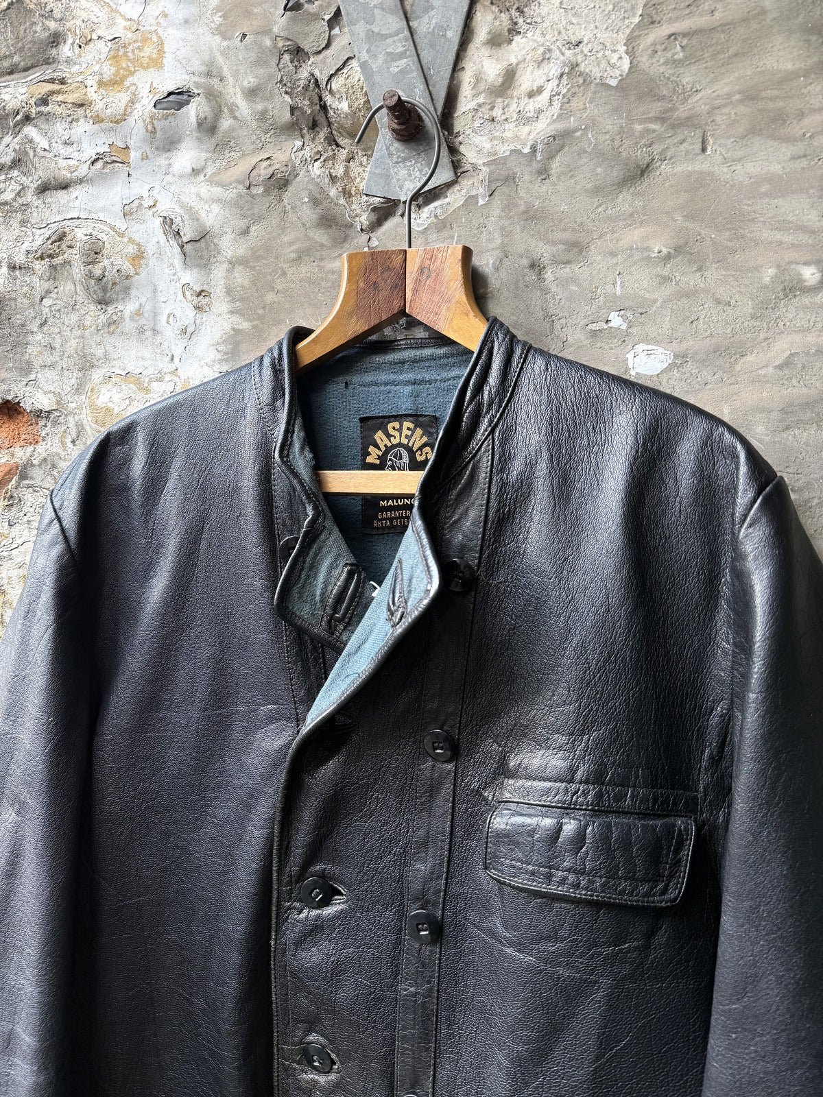 Vintage 1950s Swedish Goatskin Leather Double Breast Half Belt Motorcycle Jacket