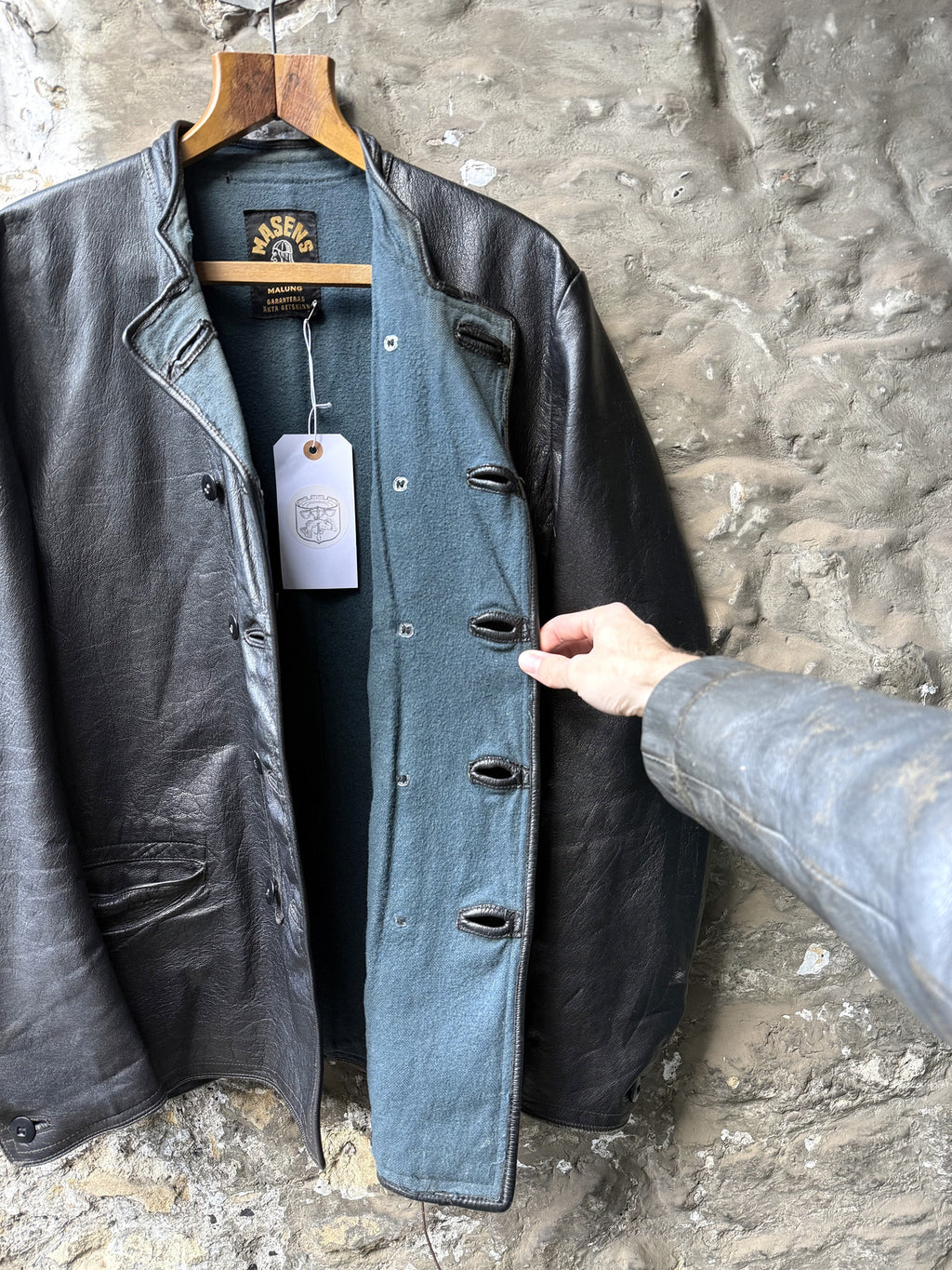 Vintage 1950s Swedish Goatskin Leather Double Breast Half Belt Motorcycle Jacket