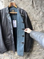 Vintage 1950s Swedish Goatskin Leather Double Breast Half Belt Motorcycle Jacket