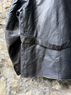 Vintage 1950s Swedish Goatskin Leather Double Breast Half Belt Motorcycle Jacket