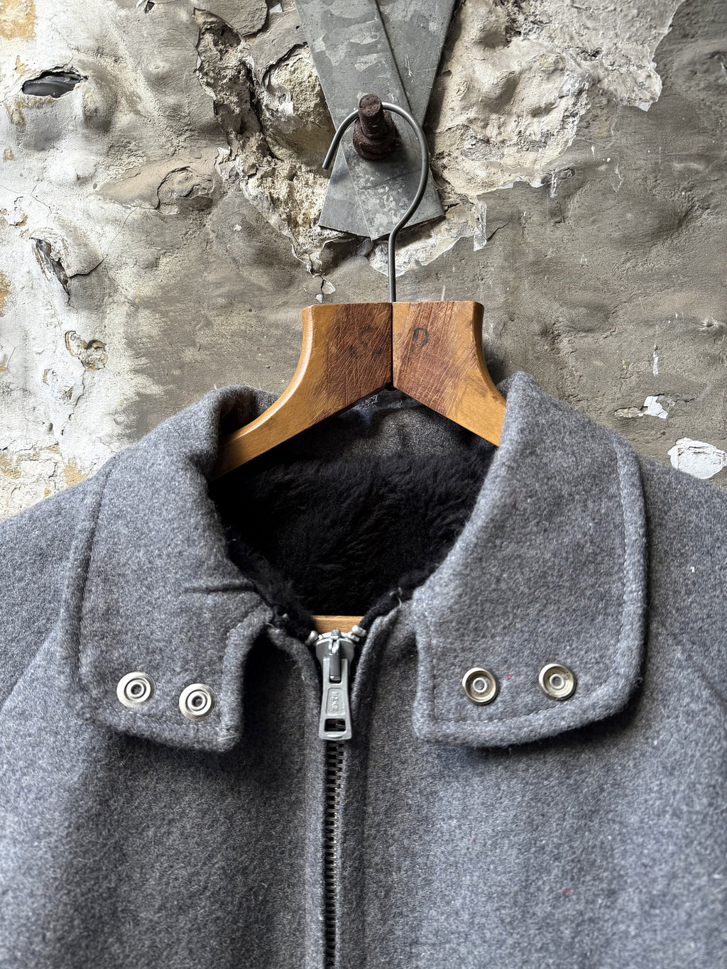 Vintage 1980's Fan Club EMAR Zipper Structured Wool Fleece Lined Military Blouson.