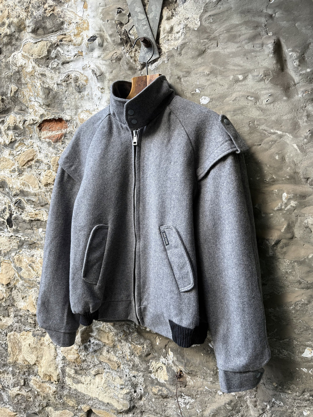 Vintage 1980's Fan Club EMAR Zipper Structured Wool Fleece Lined Military Blouson.