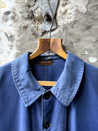 Vintage 40s 50s French Bleu De Travail Cotton Canvas Work Jacket.