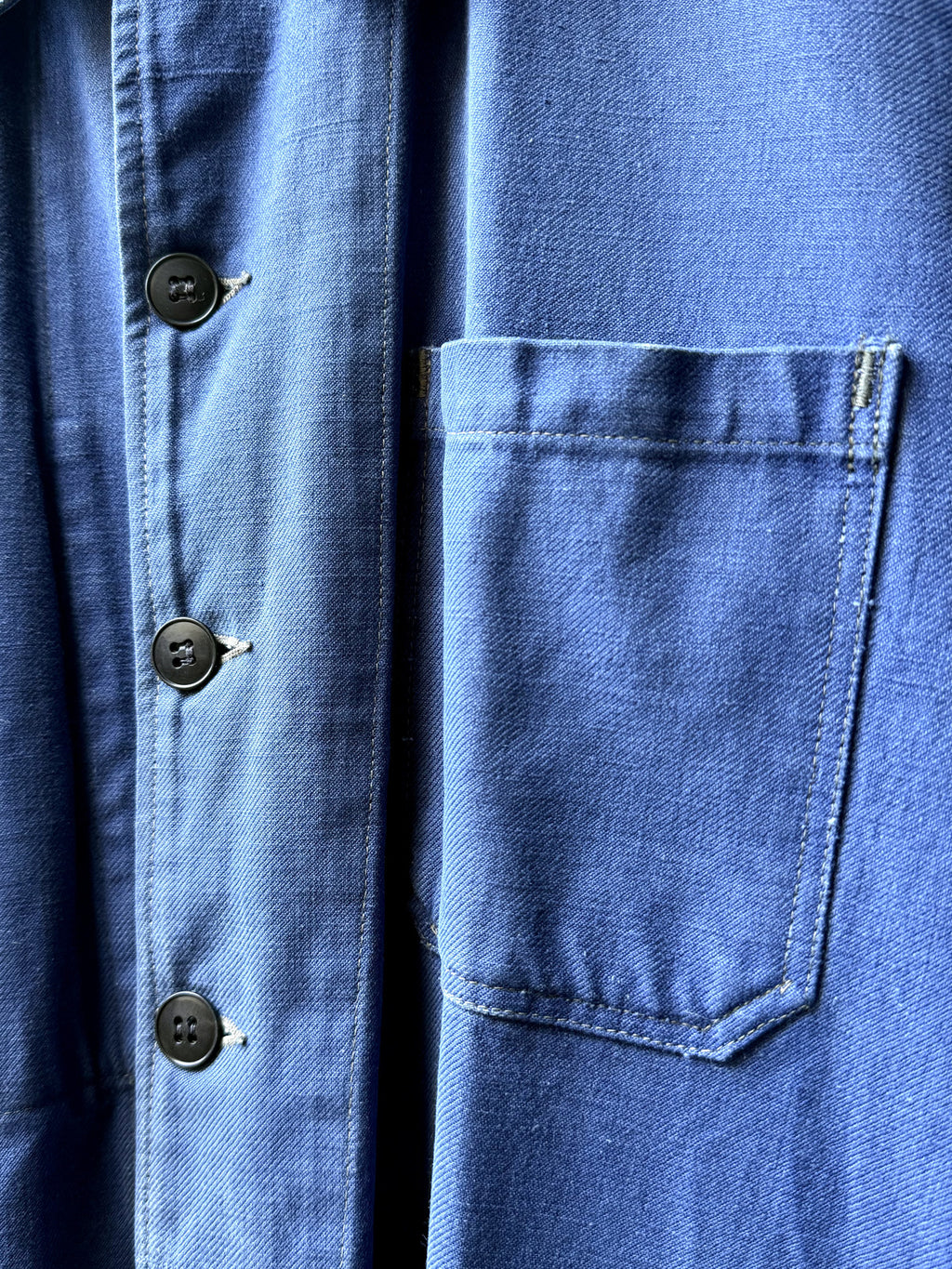Vintage 40s 50s French Bleu De Travail Cotton Canvas Work Jacket.