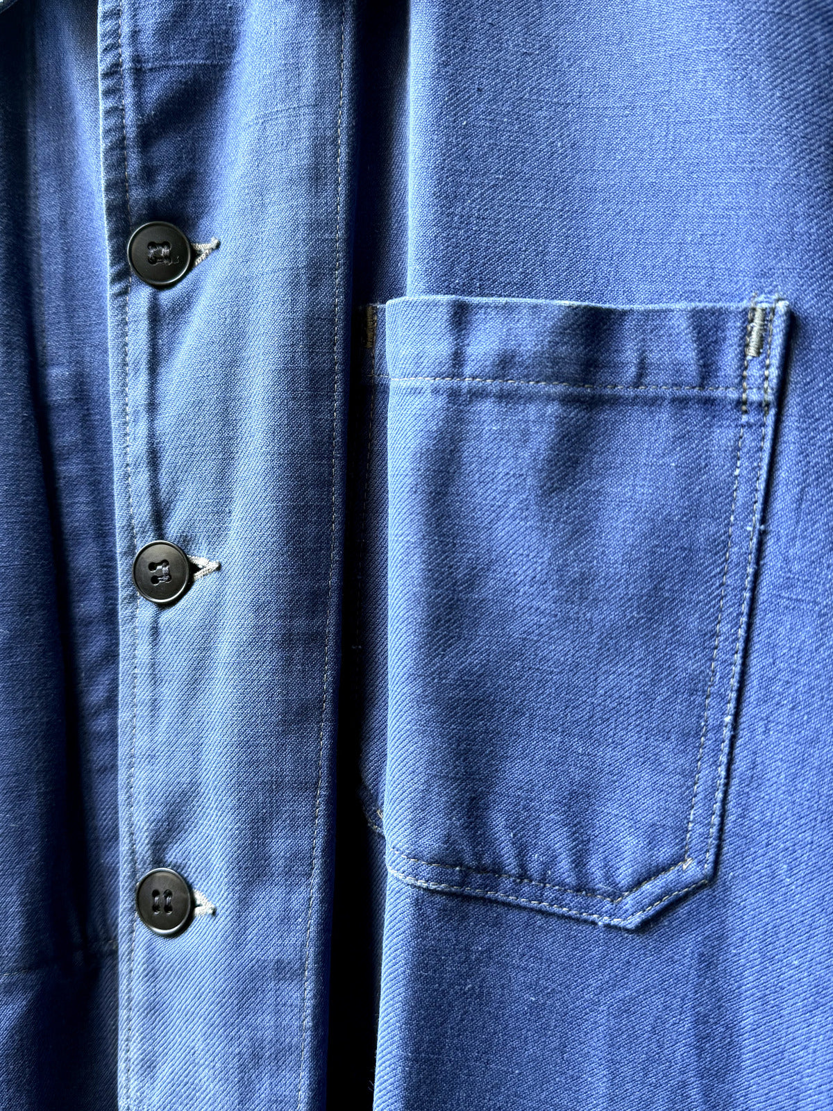 Vintage 40s 50s French Bleu De Travail Cotton Canvas Work Jacket.