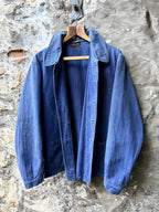 Vintage 40s 50s French Bleu De Travail Cotton Canvas Work Jacket.