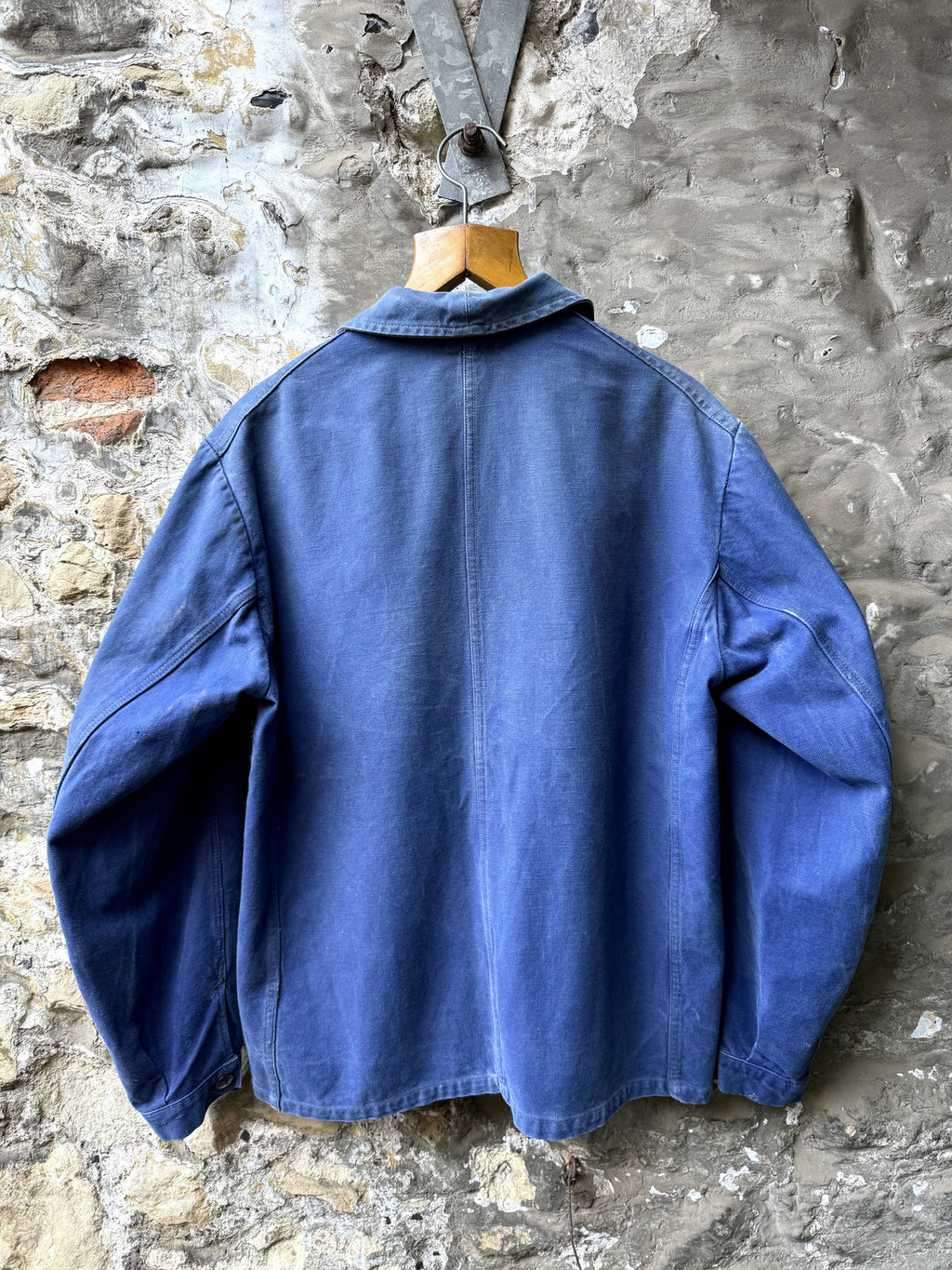 Vintage 40s 50s French Bleu De Travail Cotton Canvas Work Jacket.