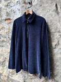 Vintage 1990’s Armani Jeans Navy Cotton Velour 1/4 Zip Polo Sweatshirt.