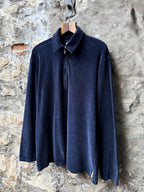 Vintage 1990’s Armani Jeans Navy Cotton Velour 1/4 Zip Polo Sweatshirt.