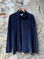 Vintage 1990’s Armani Jeans Navy Cotton Velour 1/4 Zip Polo Sweatshirt.