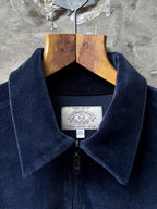 Vintage 1990’s Armani Jeans Navy Cotton Velour 1/4 Zip Polo Sweatshirt.