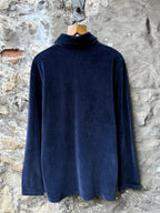 Vintage 1990’s Armani Jeans Navy Cotton Velour 1/4 Zip Polo Sweatshirt.