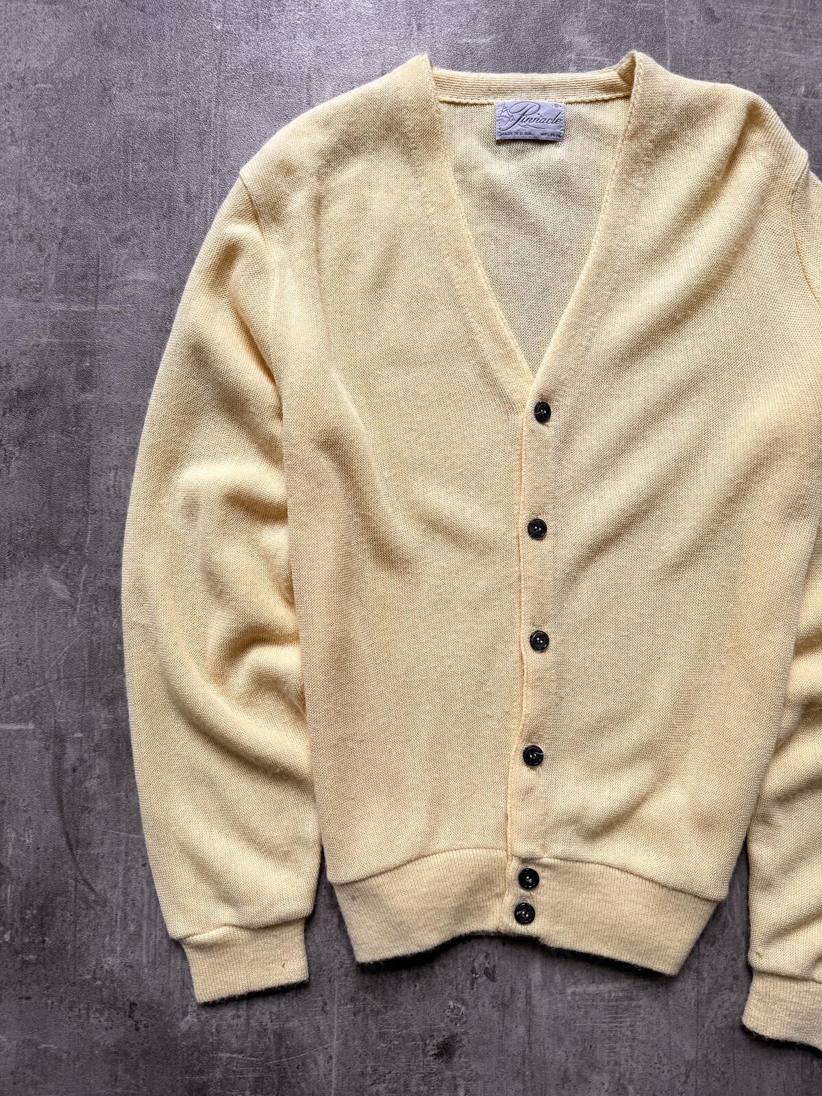 Vintage 1970's Pinnacle USA Virgin Orlon Summer Yellow Button Knitted Cardigan.