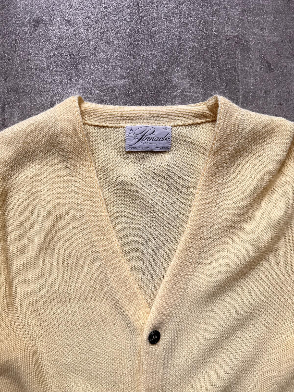 Vintage 1970's Pinnacle USA Virgin Orlon Summer Yellow Button Knitted Cardigan.
